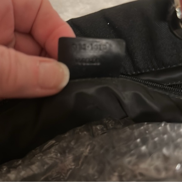 GUCCI 🖤 Bamboo handles black thick fabric tote 3 compartments Vintage Authentic - Picture 10 of 13